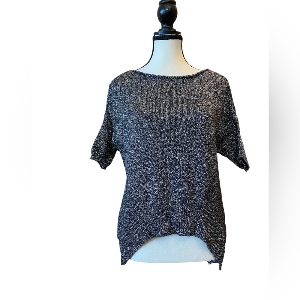 Vivian Shyu silver & black boatneck knit top EUC, Size S